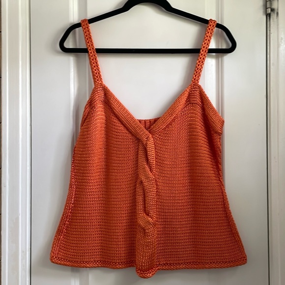 Escada Orange knitted tank top made in Italy (46) USA (10) EUC - Picture 6 of 12